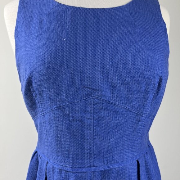 J.Crew Sleeveless Blue Textured Sheath Flare Tank Dress Womens Size 10 - Picture 7 of 7